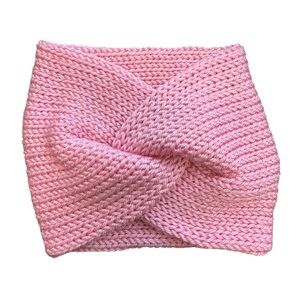 Handmade Soft Rose Pink Knit Ear Warmer | Wide Twisted Winter Headband